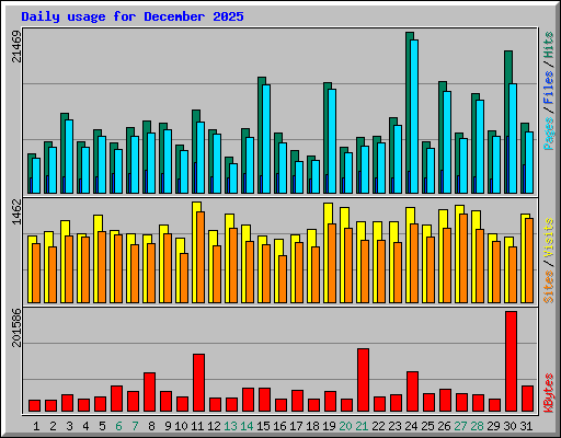 Daily usage for December 2025